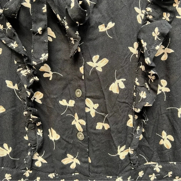 Patrons of Peace long sleeve black floral Tie front Dress floral whimsy Goth S - Picture 11 of 15